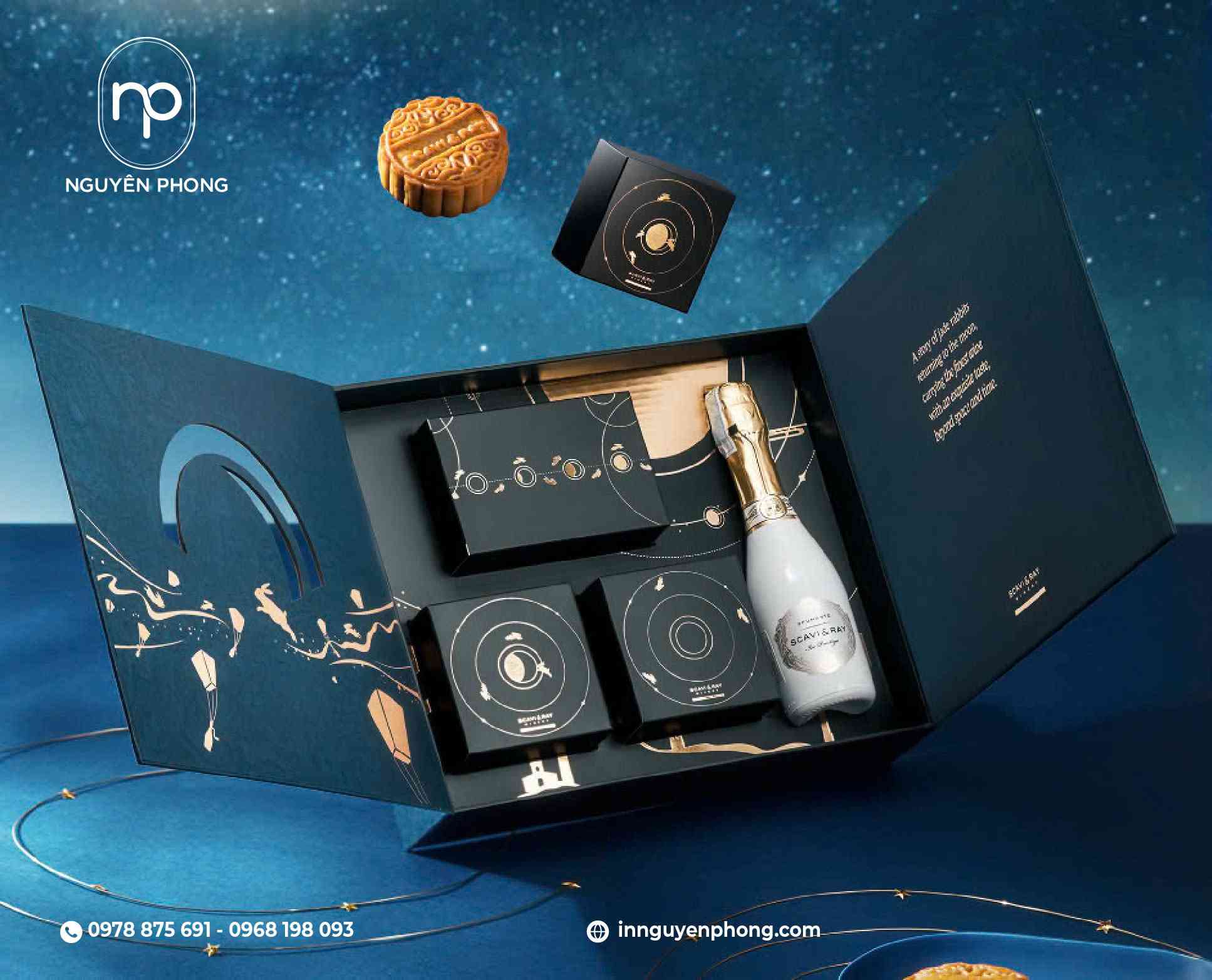 Mẫu hộp cánh bướm đựng bánh trung thu sang trọng